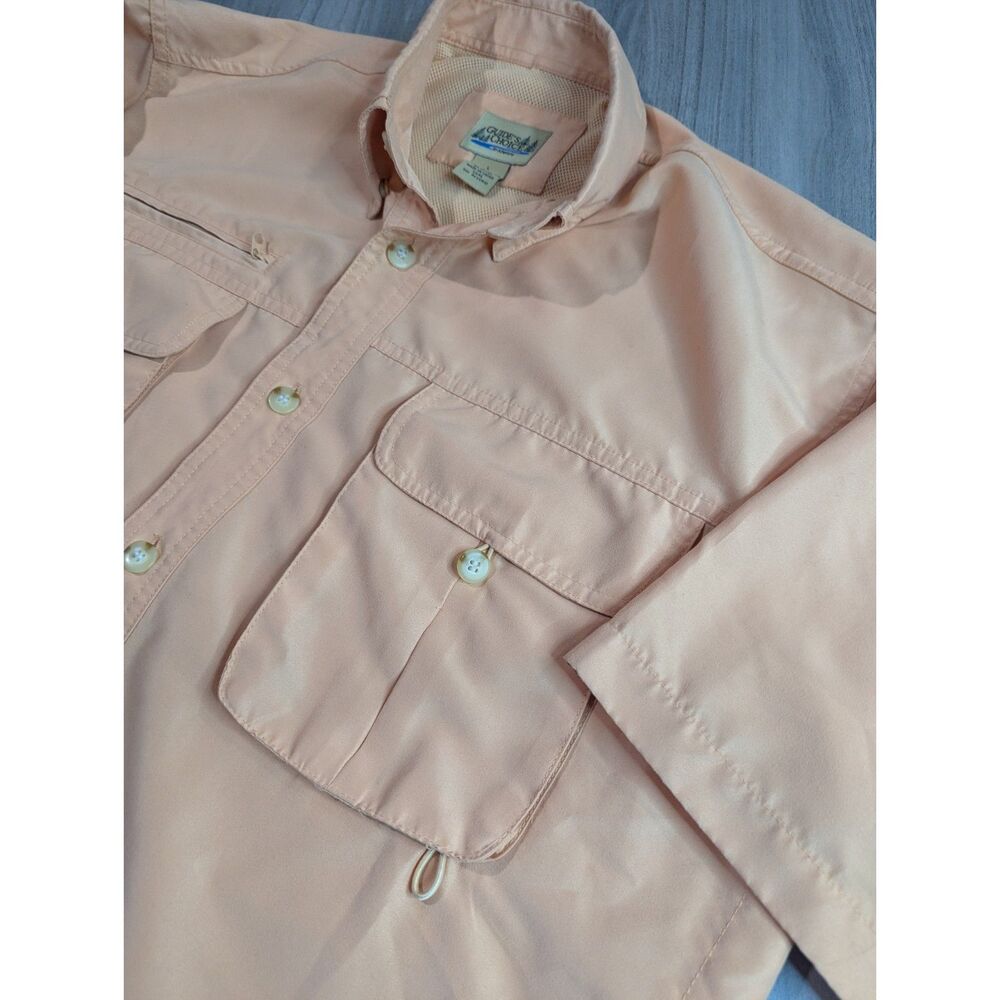Guide's Choice Mens Short Sleeve Vented Fishing Shirt Coral Peach Size L